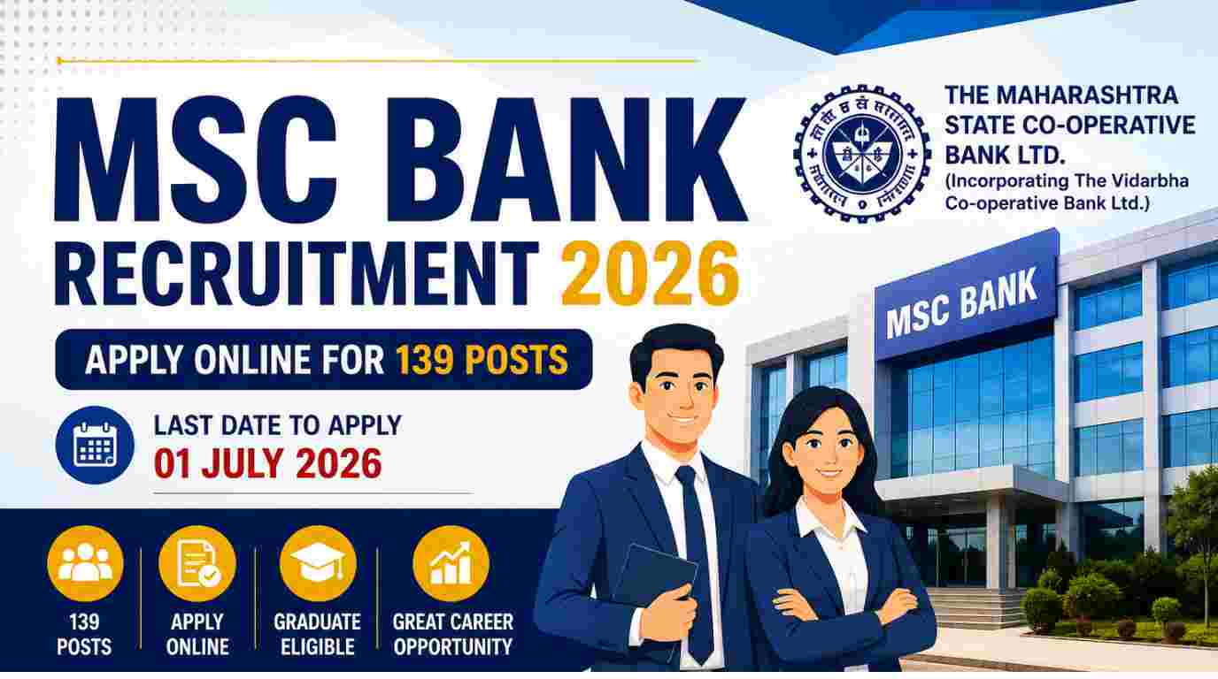 MSC Bank Recruitment 2026 Notification Out for 139 Various Posts, Apply Online